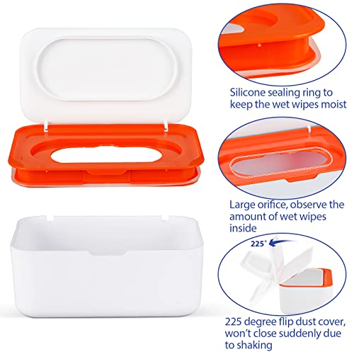 Image of Flenpptly Baby Wipes Dispenser, Wipes Case Baby Wipe Holder Keeps Wipes Fresh, Non-Slip, Easy Open & Close (Orange)