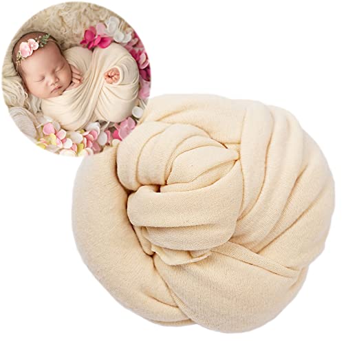Image of Zeroest Newborn Baby Photo Outfits Props Stretch Blanket Infant Boy Girl Photography Velvet Wraps for Baby Photo Shoot Newborn Photography Wraps (Beige)