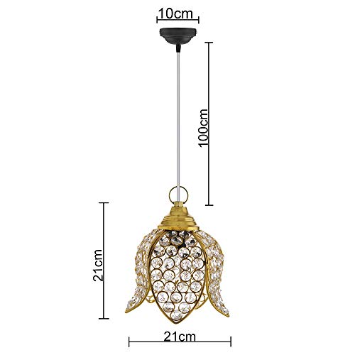 Image of Homesake Crystal Pendant Light | Modern LED Ceiling Fixture | Chandelier Style | Warm White | Stylish Interior Lighting | Living Room, Bedroom, Dining Room Light | Contemporary Home Decor (Golden)