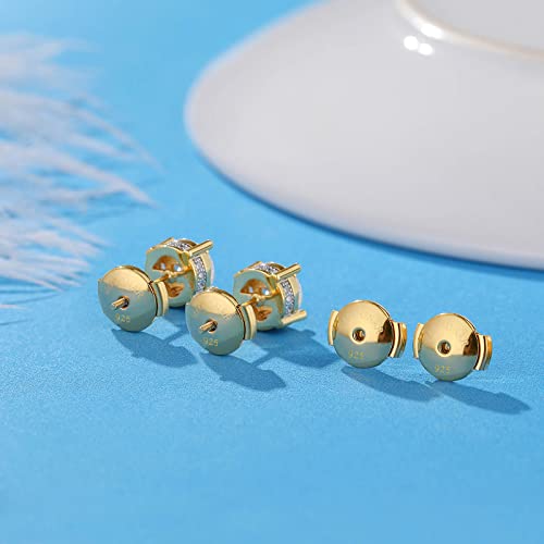 Moconar 14K Gold Locking Earring Backs For Studs, Hypoallergenic Secure Earring Backs Replacements For Earring Notch Post 0.027'-0.039' 4Pcs #TOP1