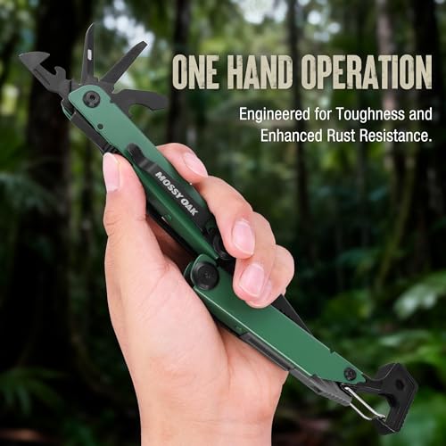 MOSSY OAK CNC-Machined Multitool Pliers, 27-in-1 Multi Tool with Pocket Knife, Fire Starter & Whistle, Bottle Opener, Screwdriver – Self-Locking Survival Tool for Camping & Hiking - Image 5