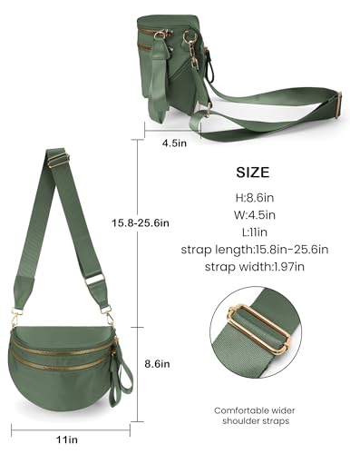 Image of FEIBOON Spacious Nylon Crossbody Bag Bum Bag Handbags Wallets Purses Trendy Shoulder Bag for Women