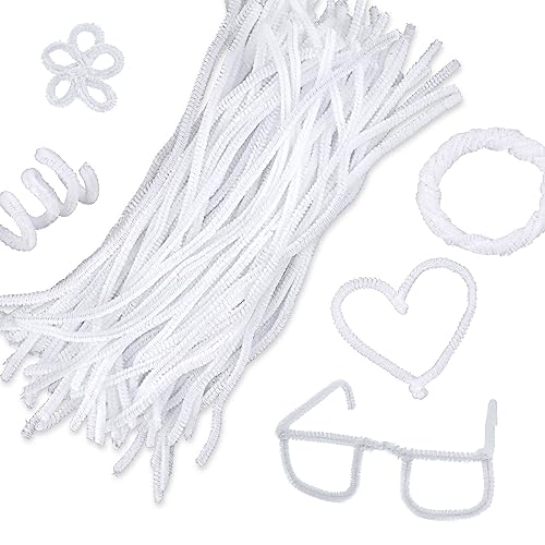 100Pcs Pipe Cleaners, 30cm White Pipecleaners for Craft Soft Fuzzy Pipe Cleaners Wire Sculpture for Craft Flowers Holloween