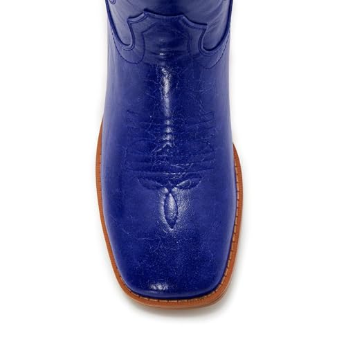 Image of Cowgirl Boots Square Toe Cowboy Boots For Women Ladies Mid Calf Low Heel Flat