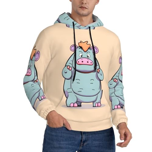 Sweat à capuche hippopotame noir 4XL pour homme | Style décontracté toutes saisons