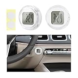 KVAEY 2PCS Mini Motorcycle Clocks, Waterproof 1.1' Diameter Motorcycle Digital Clocks with Adhesive Tape, Stick-On Motorbike Mount Watch Dashboard Clock for Motorcycle Car SUV Boat (White)