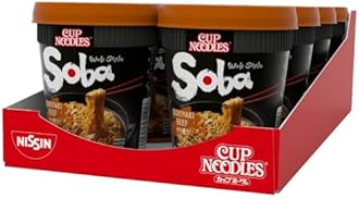 NISSIN Cup Noodles Soba Wok Style Sukiyaki Beef Flavoured Instant Noodles, 89 g Pot (Pack of 8)