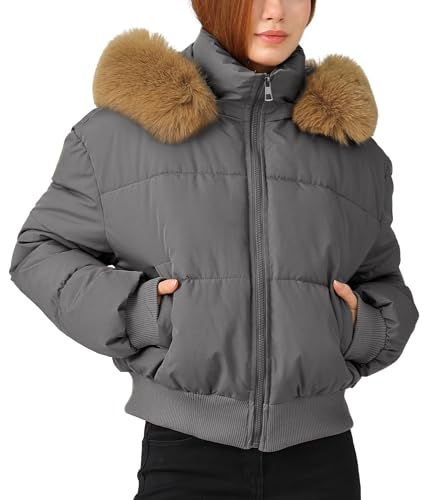Veste courte d'hiver élégante pour femme en gris taille L