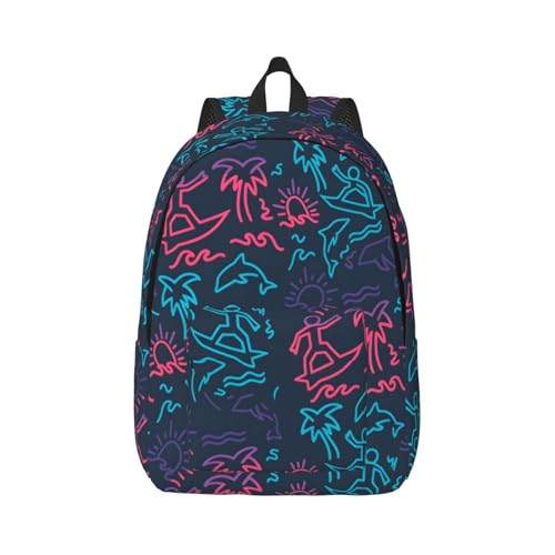 Sac à dos de vacances imprimé cocotier et palmier pour femme de 17,7 pouces