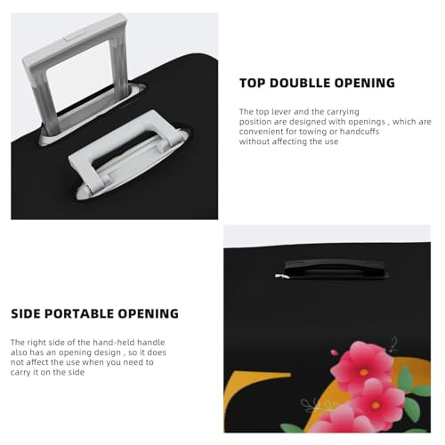 Generic Luggage Cover Flower Golden Letter S Suitcase Protector fits 18-32inch Travel Suitcase Cover Dustproof Washable with Concealed Zipper for Wheeled Suitcase LC8734