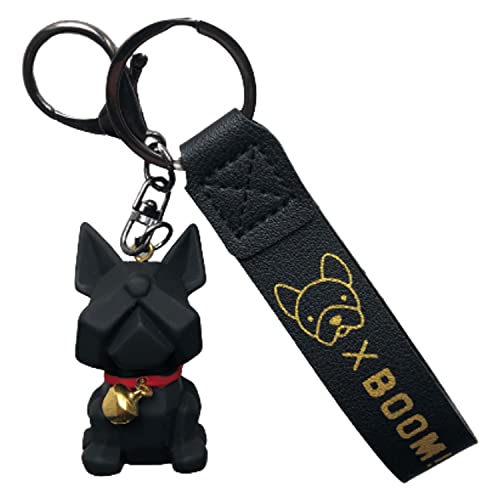 BRACO - Portachiavi Bulldog Frances, Portachiavi Bulldog francese, portachiavi Bulldog alla moda, francese Punk Bulldog portachiavi in pelle portachiavi per decorare Zaini, coppia, valigie, Nero