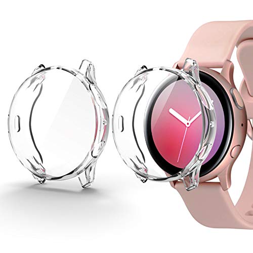 Protective Case for Samsung Watch Active 2 40mm, Full Around Protection Case Cover, Flexible TPU Anti-Scratch Bumper Case, Crystal Clear, 2 Pack