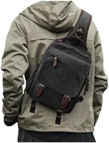 Messenger bag for Men,Small Sling Crossbody Backpack Shoulder Bag for Men Women,canvas Strap Backpack Sling Bag