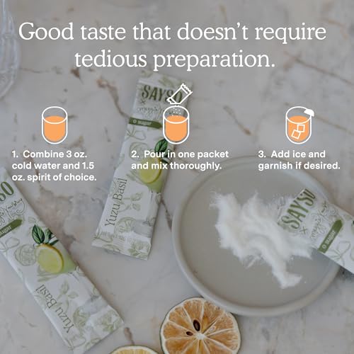 Image of SAYSO x Maggie Awbrey Yuzu Basil Cocktail Sticks | Craft Cocktail or Mocktail in 1 Min, Just Add Water + Spirits (0g Sugar, 10 Calories, Vegan, Gluten-Free, Kosher, Non-GMO), 8 Single-Serve Mixers