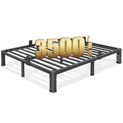 10 inch Full Size Bed Frame with Round Corner Legs and Headboard Hole Mattress Slide Stopper Low Profile Heavy Duty Metal Platform Steel Slat Support No Box Spring Needed Easy Assembly Noise Free