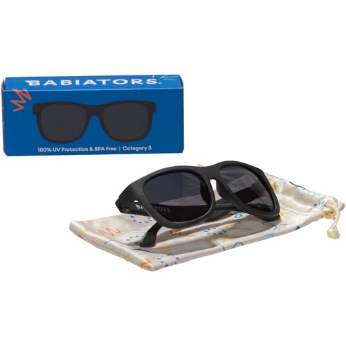 Image of Babiators Kids Sunglasses With UV400 Lens for 3-5 Years Kids, 100% UVA + UVB Sun Protection | Non-Breakable Flexible Rubber Frame, Shatter and Impact Resistant, BPA Free | The Navigators - Black