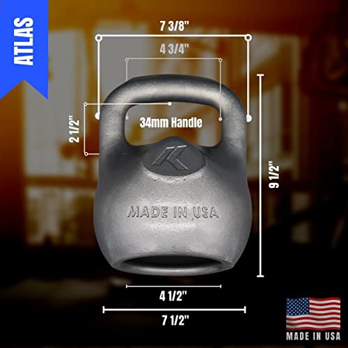 Pro Kettlebell - 12Kg/26Lb - Atlas Model, Made In Usa Ergonomic Kettlebell Weights For Fitness And Competition, 8Kg/18Lb, 12Kg/26Lb, 16Kg/35Lb, 20Kg/44Lb, 24Kg/53Lb, Men's, Women's And Youth Kettlebells For Professionals And Beginners #TOP2