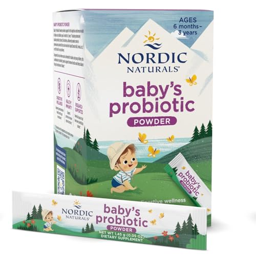 Nordic Naturals Baby’s Nordic Flora Probiotic Powder, Unflavored - 30 Packets - 4 Billion CFU -...