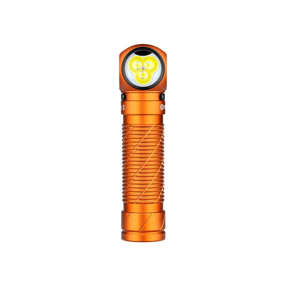 OLIGHT Perun 3 Lampe Frontale Ultra Puissante Rechargeable USB EDC 3000 LM Portée Max. 160 Mètres Torche Clignotant 7 Modes Étanche IP68 Headlamp LED Feu Rouge Pour Camping Orange