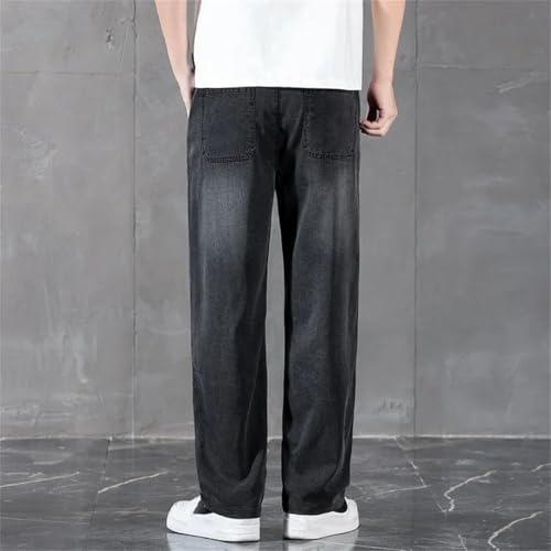 Men's Business Classic Thin Lyocell Jeans Straight Leg Stretch Comfortable Loose Fit Denim Trousers4