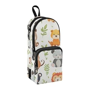 Animal Babies Pencil Case Big Capacity Pen Bag with Compartment Students Schoolbag Shape Stationery Organizer Pencil Pouch Marker Case for School Office Work