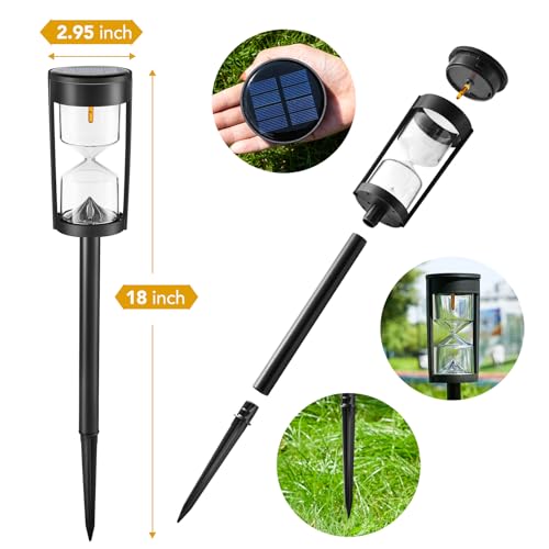 Image of MAGGIFT 6 Pack Solar Pathway Lights - New Upgraded Hourglass Shape Solar Garden Lights - IP65 Waterproof Powered Landscape Path Lights for Yard, Lawn, Patio
