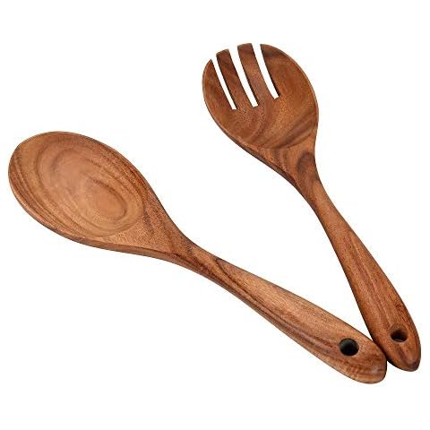 Hand Carved Acacia Wooden Salad Servers Cover