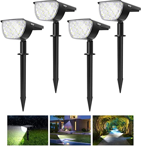 Gartenstrahler mit Erdspieß 30LED Gartenleuchte Solarlampen für Außen, IP67 Wasserdicht für Garten, Eingangstür, Rasen, Garag 4 Stücke Cover