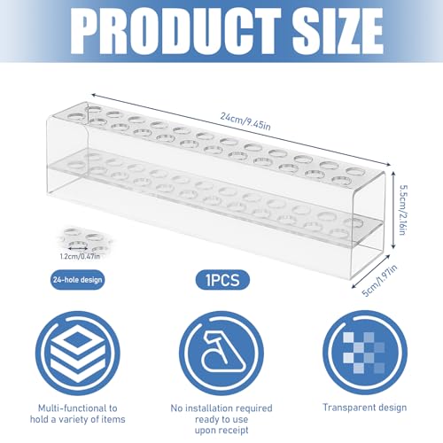 Acrylic Pen Display Stand, 24 Slots Pen Holder for Storage, Clear Paint Brush Holder, Acrylic Pen Organizer for Home Office Desk Store Supplies (24 Slots) - Image 4