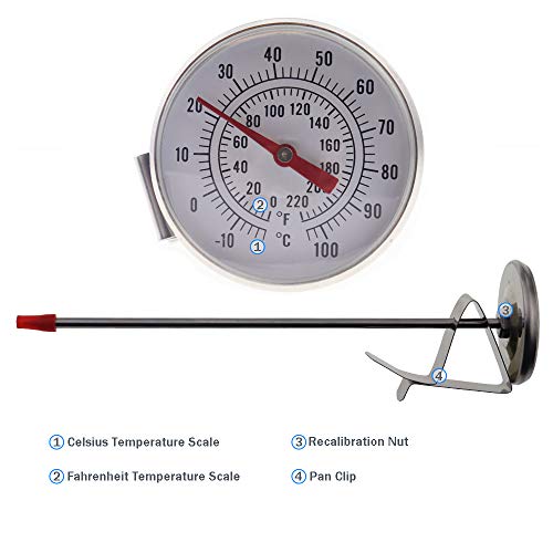 Milk Thermometer For Steaming Milk - Pot Thermometer For Yogurt, Coffee And Cheese Making Supplies With Clip Espresso Machine Accessories Bar Coffee Thermometer For Frothing Milk 165Mm Probe #TOP2