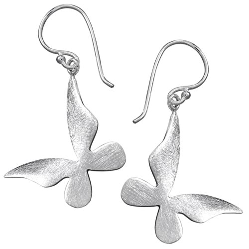 Preisvergleich Produktbild Vinani Ohrhänger Schmetterling gebürstet Sterling Silber 925 Ohrringe OSL