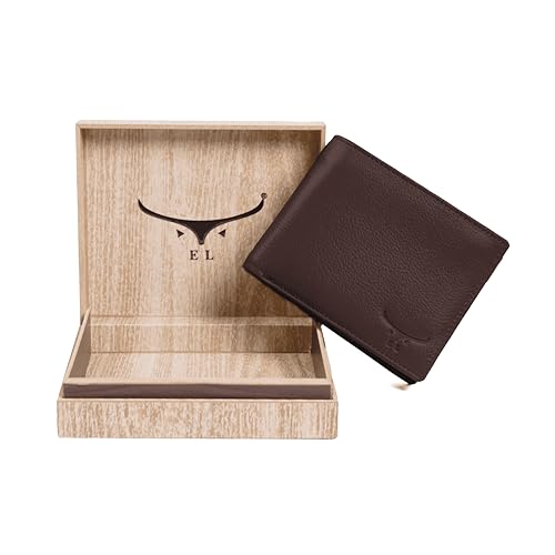 Image of E L Echelon Leathers Genuine Leather Wallet for Men | Slim Bifold Design with Zip Cash Compartment, Coin Pocket & Card Slots
