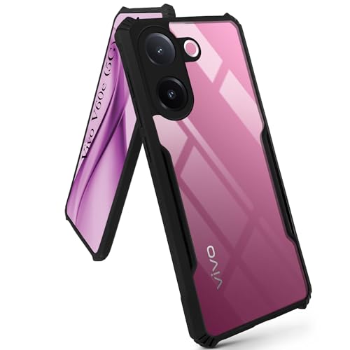 Image of Jkobi Hybrid Back Cover Case for Vivo V60e (Shockproof with Polycarbonate Clear Panel | Professional Black)
