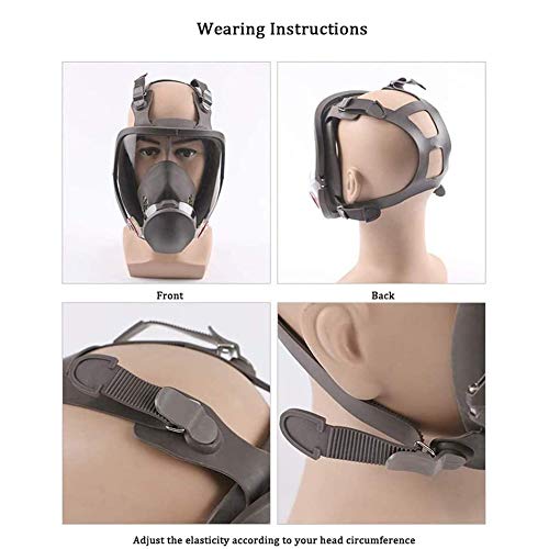 MZBZYU Full Face Head Ventilative Biochemical Respirator Gas Mask (Respirator Canister) Gas-Proof with 2 Filter Boxes and 2 Filter Cottons, Dedicated to Public Safety Protection