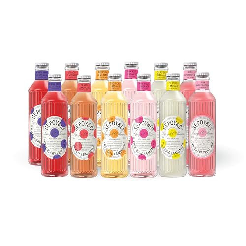 Image of Sepoy & Co. Sparkling Lemonades Tasting Pack (Pack of 12 X 200ml) | Low Calorie | Assorted Lemonades | Premium Cocktail Mixers | Flavoured & Aerated Drink