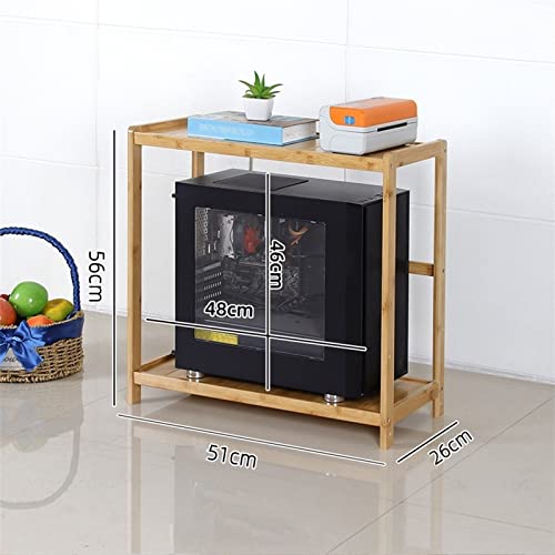 Soporte para Torre PC CPU Stand con 2 Niveles, Soporte de Madera Bamboo Marrón 51 x 26 x 56 cm miniatura 2