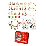 Pulseras con dije de calendario de Adviento de Navidad 2025 para niños, pulsera de abalorios, calendario de Adviento, calendario de cuenta regresiva de Navidad de 24 días (multicolor, talla única)