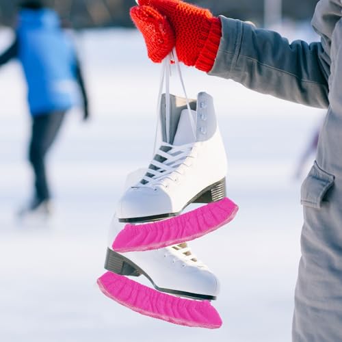 JAMSSOW 1 Paar Kufenschoner Schlittschuhe,Elastische Eiskunstlauf Eishockey,Schlittschuh Schoner,Schlittschuhe Kufenschoner Kufenstrümpfe,Kufenschutz Zubehör für Erwachsene Kinder(Rosa,ca. 40 * 7cm)