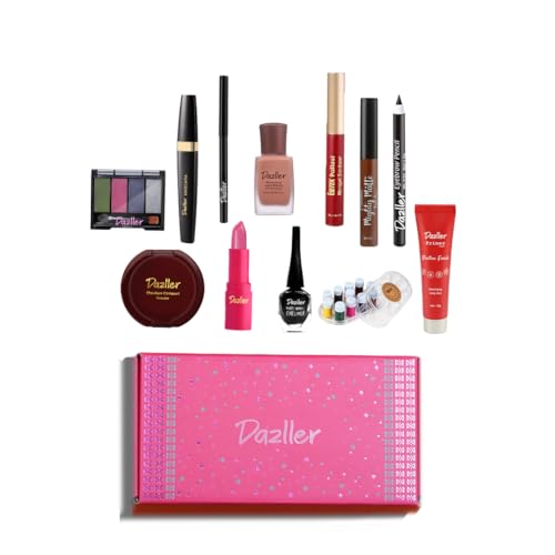 Image of Dazller Grand Glam Kit - Deep Skintone, All-in-One Makeup Set with Primer, Liquid Foundation, Kajal, Mascara, Eyeshadow & More, Long-Stay, Lightweight, Water-Resistant, Suitable for All Skin Types