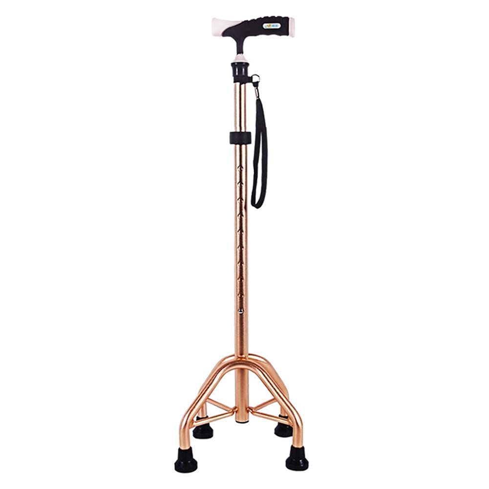 MObyat Andador para Ancianos,Muletas Bastón para Anciano con Cuatro Patas, 10 Ajustes de Altura Bastón de Trekking de aleación de Aluminio Andador Elegante Mangos ergonómicos y cómodos,Muletas