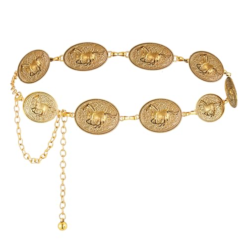 Metal Waist Chain Link Belt for Women, Western Metal Concho Belt Cowgirl Belts Western Cowgirl Boho Turquoise Belts for Dresses Jeans Country Concert Outfit