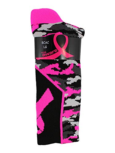 TCK Woodland Camo Breast Cancer Awareness Crew Socks3