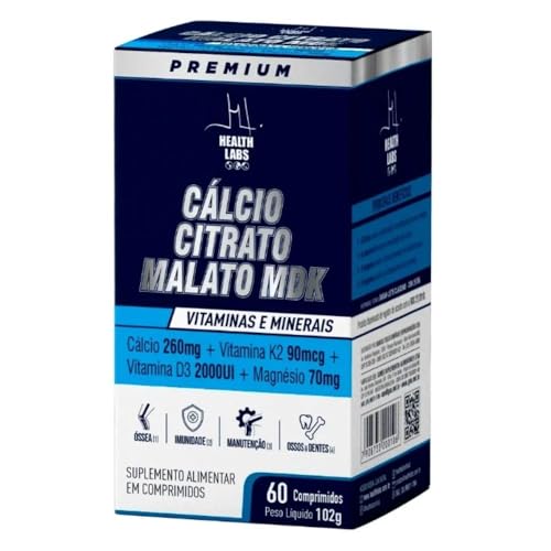 Cálcio Citrato Malato MDK + Vitamina D + Vitamina K2 + Magnesio H...