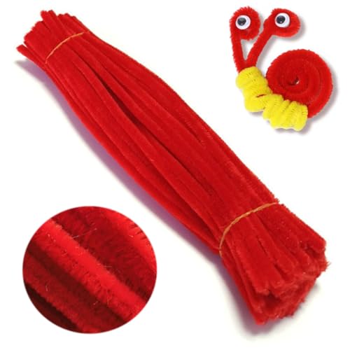 SHIYISEN 手芸モール 100本 工作モール 6mm 高密度モール 単色 カラーモール クラフトモール DIY 飾り物 骨格モール 花束 造形材料 学校 子供 手作り素材 キット 手芸材料