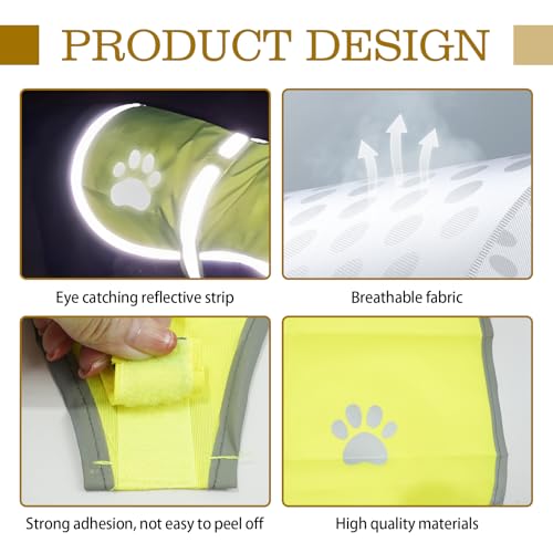 Reflektierende Sicherheitsweste für Hunde L, Weste Reflektierenden für Haustiere Verstellbar, Warnweste Hund Pflegeleicht, Dog Light Up Vest mit Pfotenabdruck und Klettverschluss