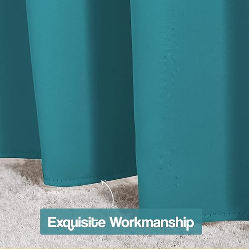 Image of FRESH FROM LOOM 9 ft Non-Ring Curtains | S-Wave Pleat | Premium Door Parda | Light Block Blackout Parde | Door Non-Ring Curtains | S-Wave Pleat (Teal | 9 Feet, 1pc Only)