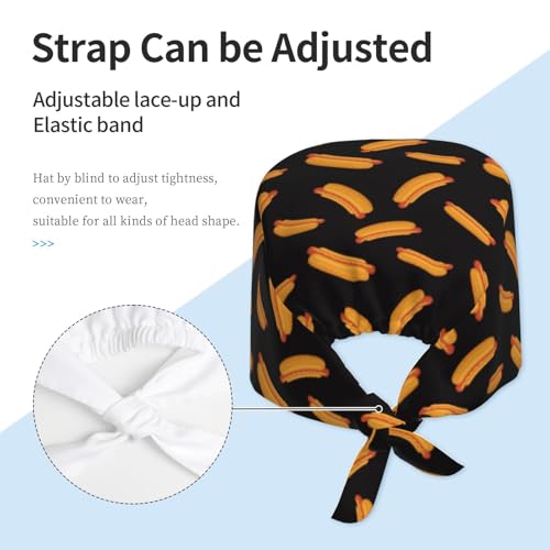 Image of Working Cap Scrub Cap with Sweatband Adjustable Unisex Women Tie Back Hat Nurse Surgical Caps