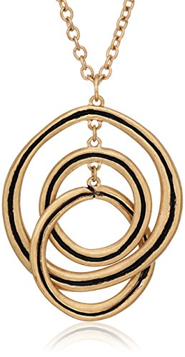 The SAK "Line It Up" Ribbed Orbit Gold Pendant Necklace, 28"