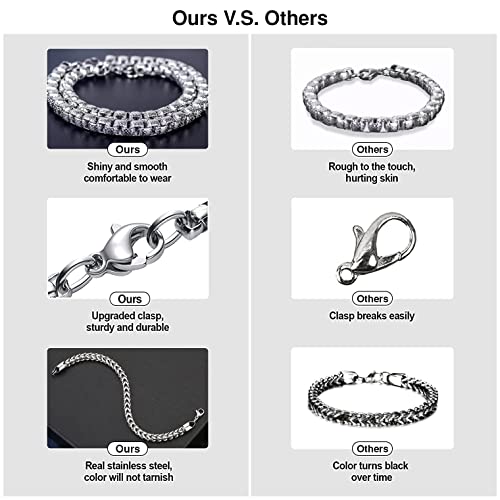 Image of THE MEN THING 7mm Pure Stainless Steel Bracelet European trending Style, Domineering Striped Bracelet for Men & Boy (7-9inch)