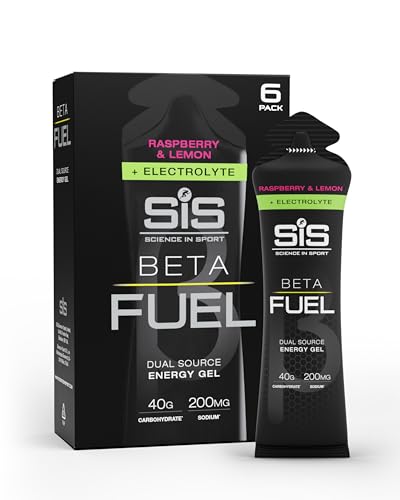 Science in Sport BETA Fuel + Gel Energético con Electrolitos – Frambuesa & Limón | 40 g de carbohidratos de doble fuente con 200 mg de sodio – ideal para la resistencia y la hidratación (Pack de 6)